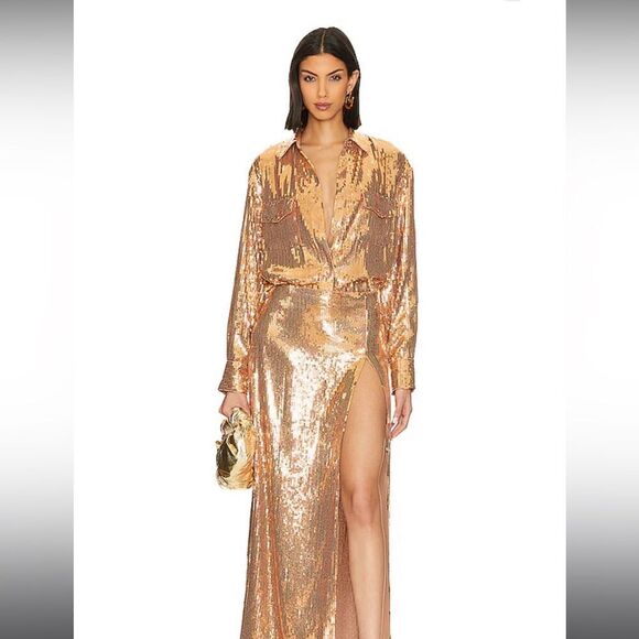 RETROFETE Carlotta Sequin top nude size small NWT - Picture 13 of 13